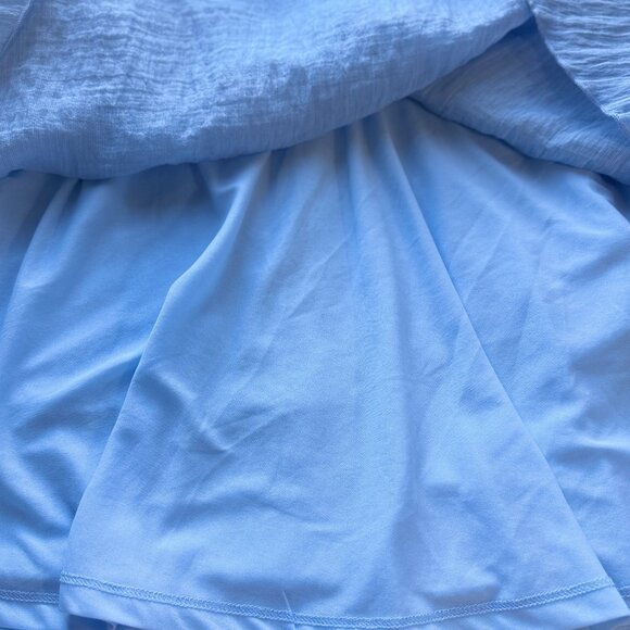 Zara Dress Womens L Blue Viscose Tiered Long Sleeve Mini - Picture 6 of 9